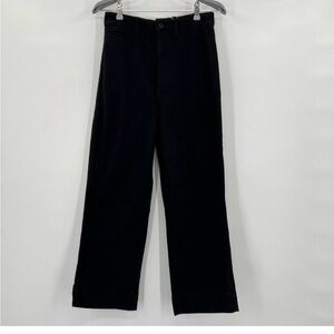 Quince Women's Black Stretch Cotton Twill Wide-Leg Crop Pants sz 24 00